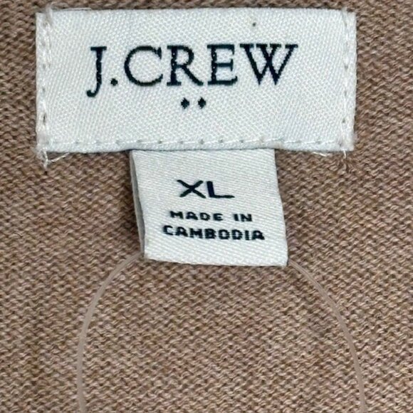 J. Crew Factory Ruffleneck Cotton Sweater - Heathered Mushroom - XL - Picture 7 of 9